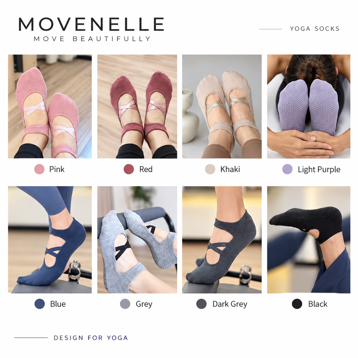 Ballet Cross Strap Grip Socks – Non-Slip Pilates & Yoga Socks