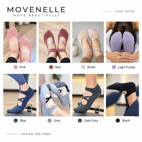 Ballet Cross Strap Grip Socks – Non-Slip Pilates & Yoga Socks