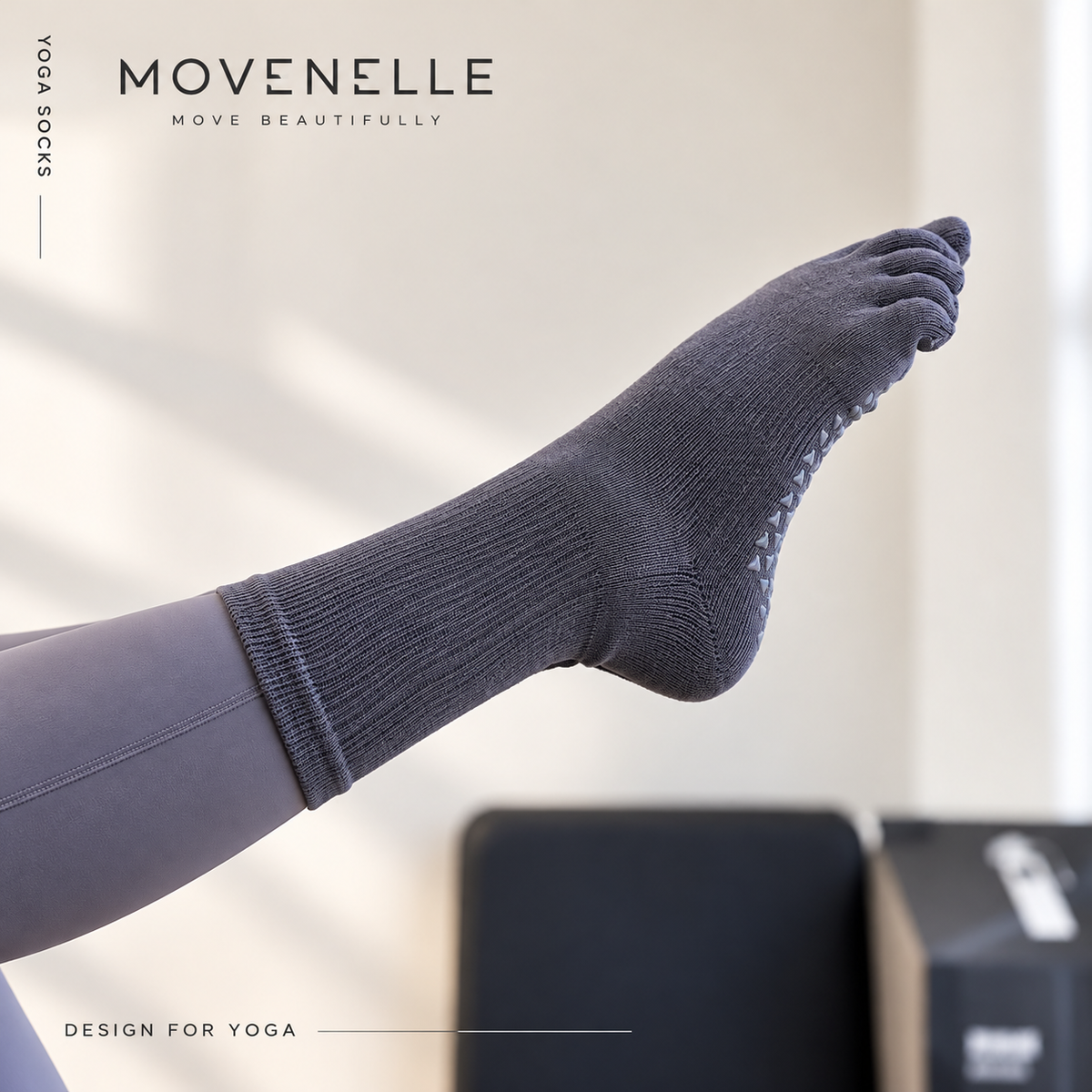 Mid-Calf Five-Toe Grip Socks | Pilates & Yoga Non-Slip Socks